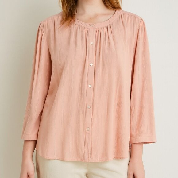 Ann Taylor LOFT Outlet Light Pink Gold-Shimmer Blouse Womens Size X-Large Career - Picture 1 of 6
